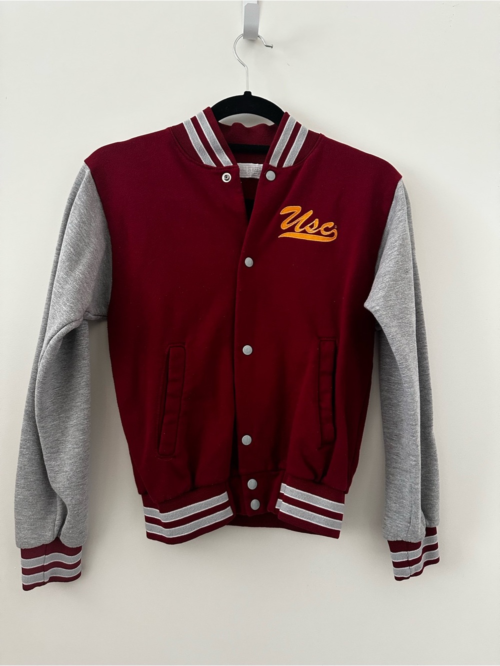 Kids' Maroon & Gray Varsity Jacket